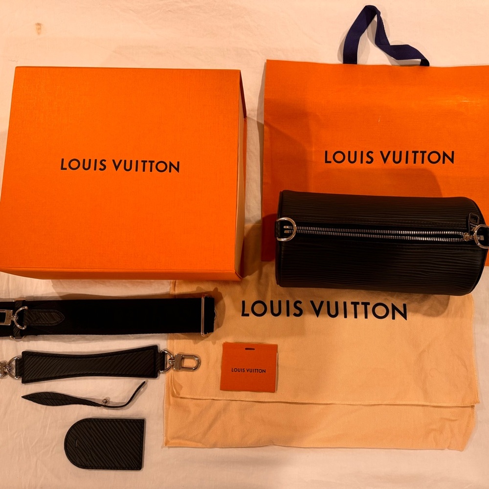 Louis Vuitton Black and Orange Leather Set